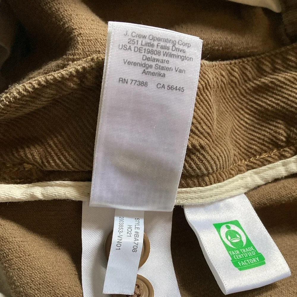 J Crew Sporting Life Corduroy Slim Cord Dock Pant Size M Brown Cotton Fits 32W